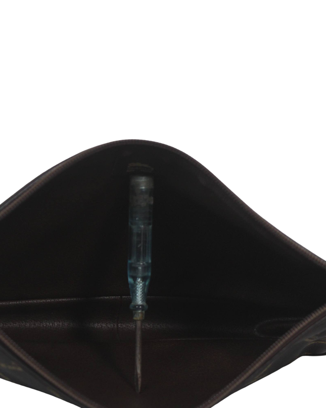 Longchamp Brown Monogram Logo Pouch