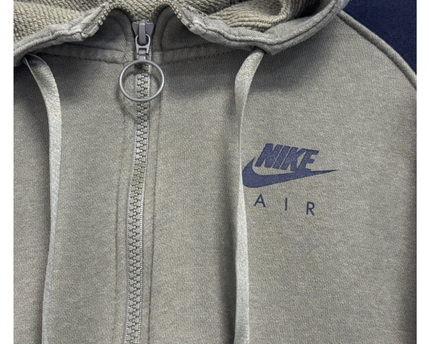 Nike Olive Green Cropped Color-Block Zip-Up Hoodie