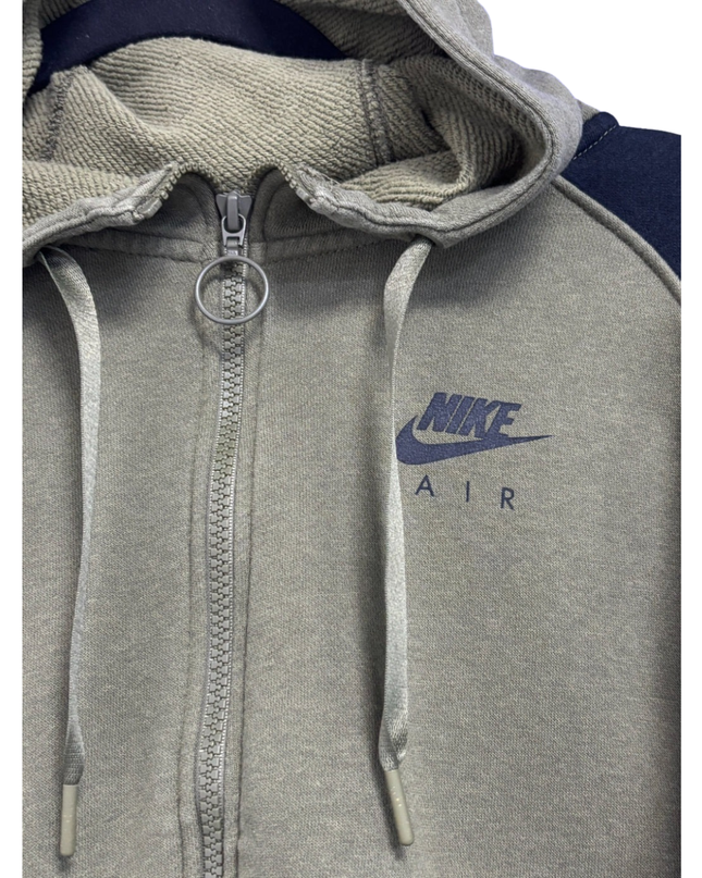 Nike Olive Green Cropped Color-Block Zip-Up Hoodie