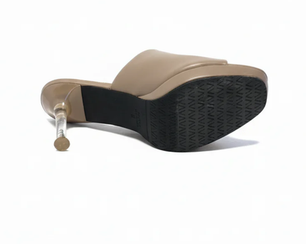 Vincci Tan Clear Heel Mules
