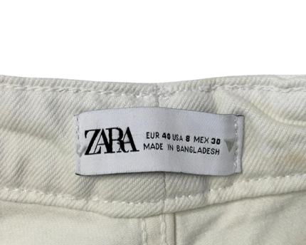Zara White High-Rise Straight Leg Jeans