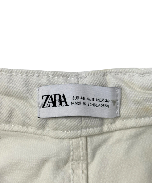 Zara White High-Rise Straight Leg Jeans