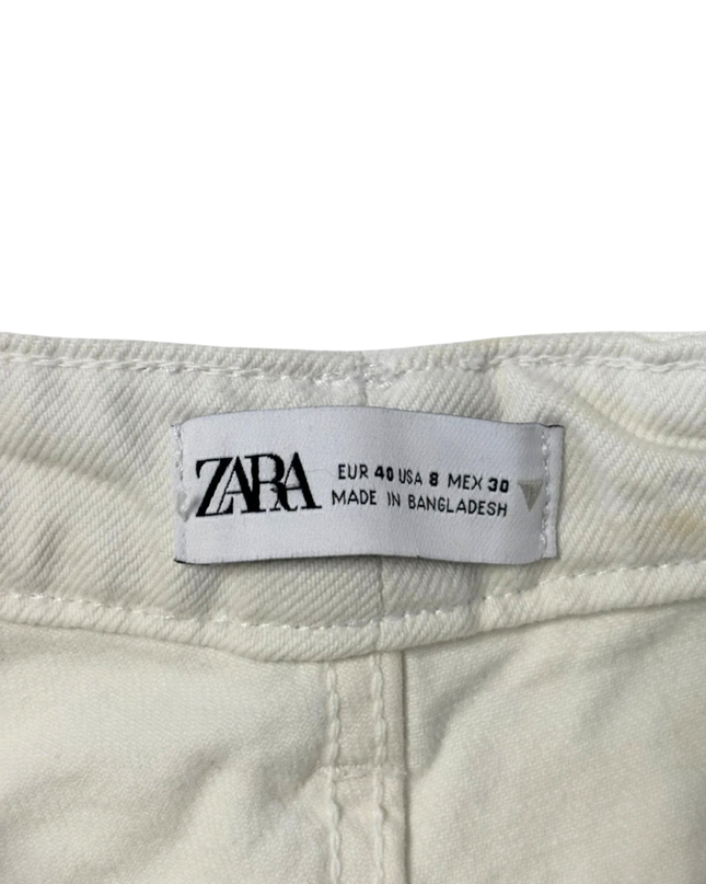 Zara White High-Rise Straight Leg Jeans
