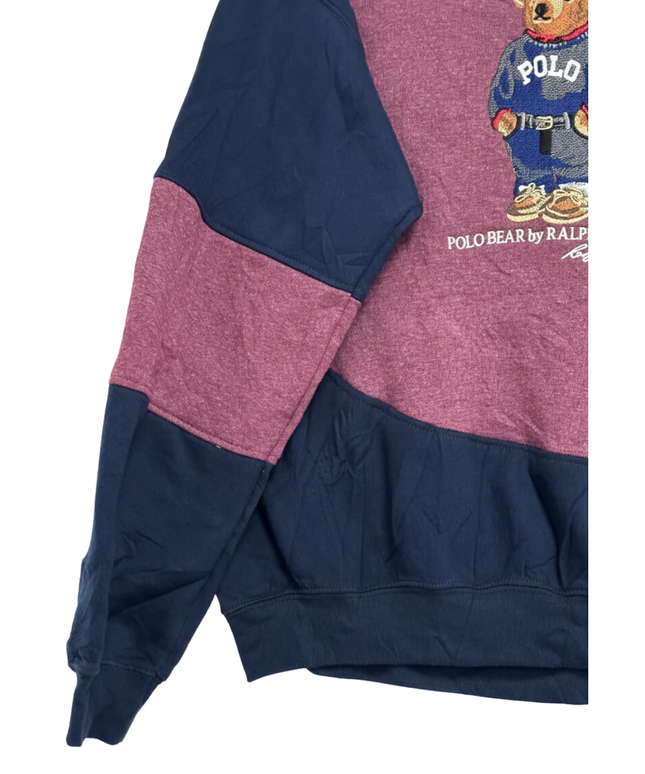 Reworked Polo Ralph Lauren Navy/Maroon Polo Bear Colorblock Sweatshirt