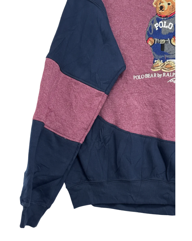 Reworked Polo Ralph Lauren Navy/Maroon Polo Bear Colorblock Sweatshirt