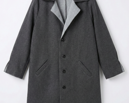 Grey Minimalist Oversized Mid-Length Coat