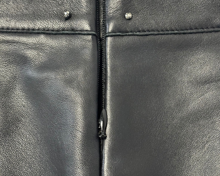 Reiss Black Embellished Leather Mini Skirt