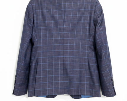 Jens Jakobsen Blue Checkered Linen Blend Blazer