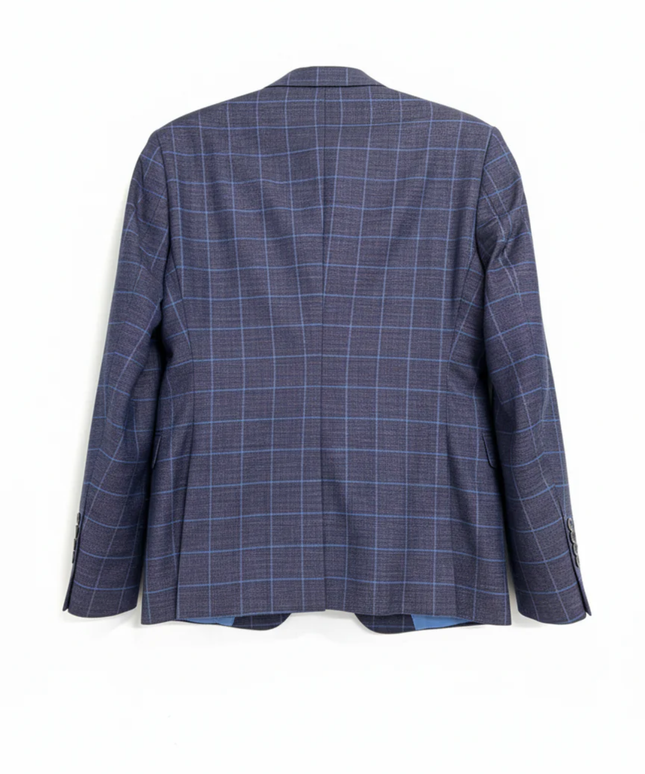 Jens Jakobsen Blue Checkered Linen Blend Blazer