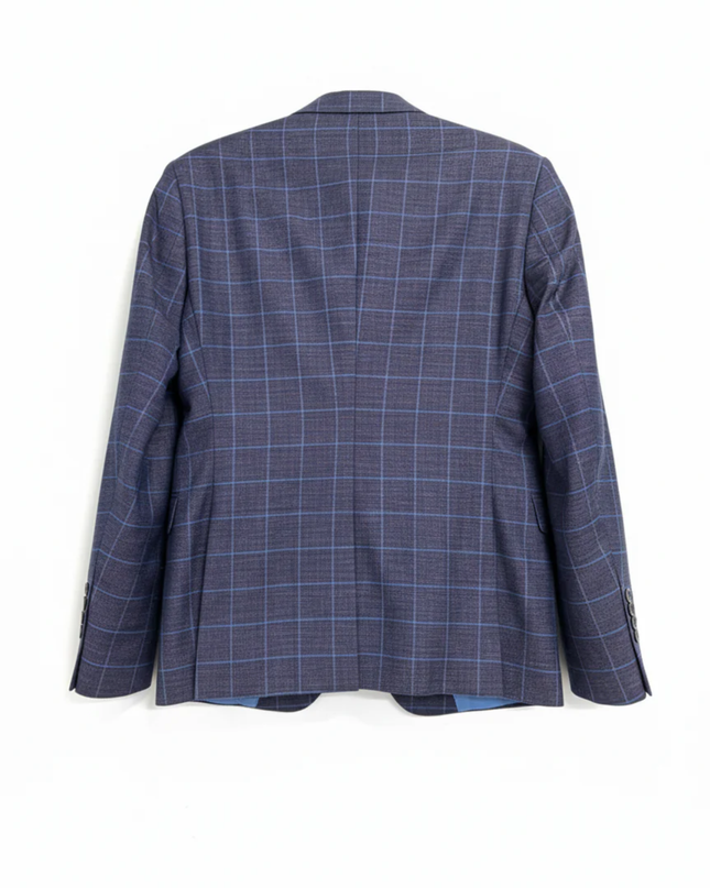 Jens Jakobsen Blue Checkered Linen Blend Blazer