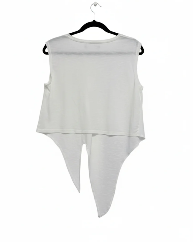 MNG White Sleeveless Tie-Front Top
