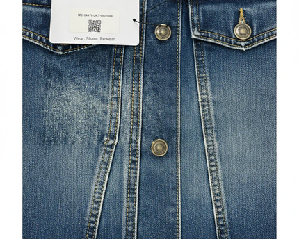 Idopy Blue Distressed Denim Jacket with NASA and PAX Patches