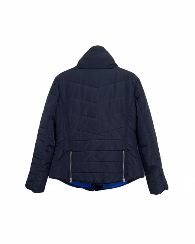 Q/S designed by Navy Blue Quilted Puffer Jacket with Faux Fur Trim