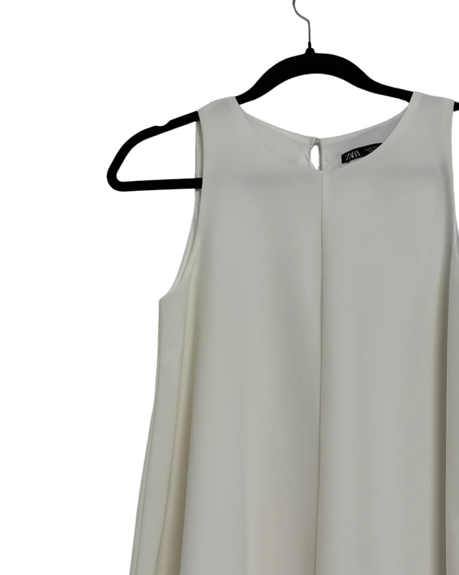 Zara White Sleeveless Shift Mini Dress
