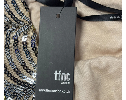 TFNC London Silver and Nude Scallop Sequin Midi Skirt W/TAG