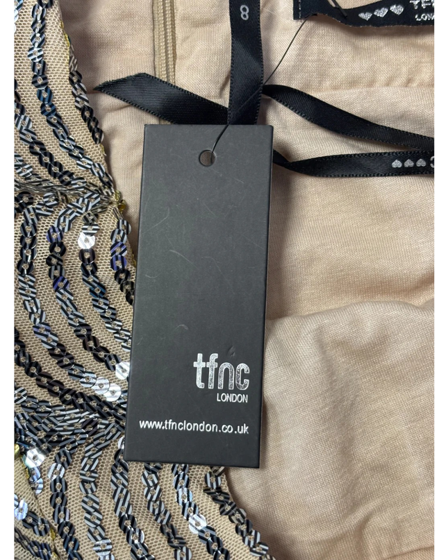 TFNC London Silver and Nude Scallop Sequin Midi Skirt W/TAG
