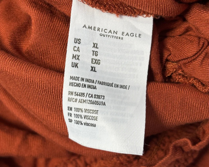American Eagle Rust Smocked Waist Jogger Pants