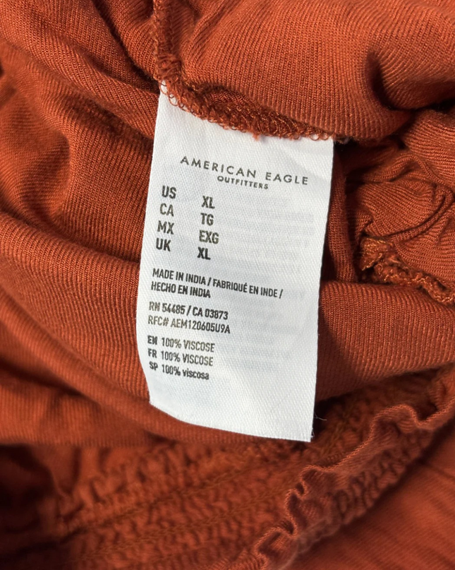 American Eagle Rust Smocked Waist Jogger Pants