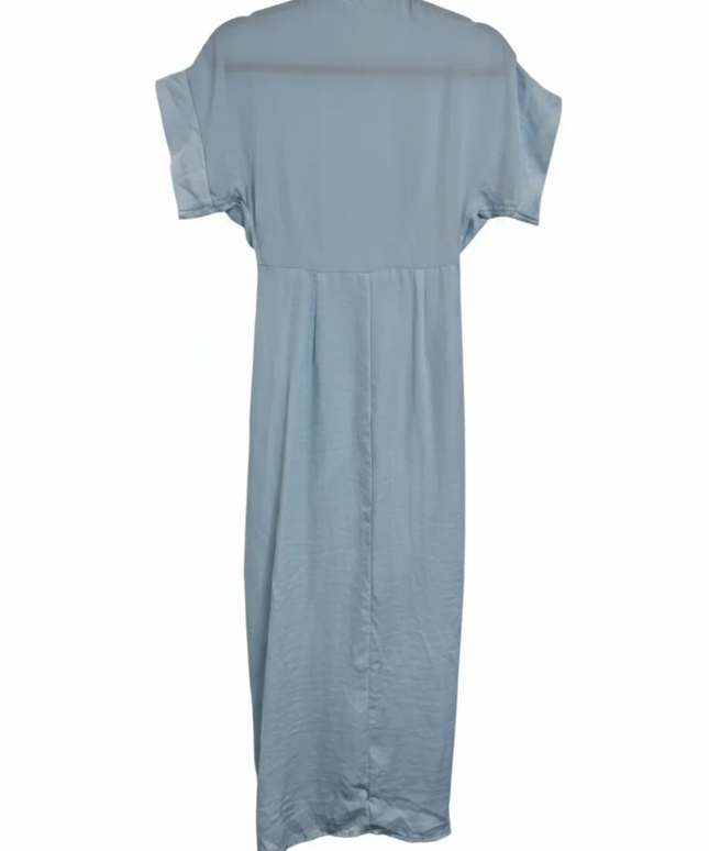 Steve Madden Light Blue Ruched Midi Shirt Dress