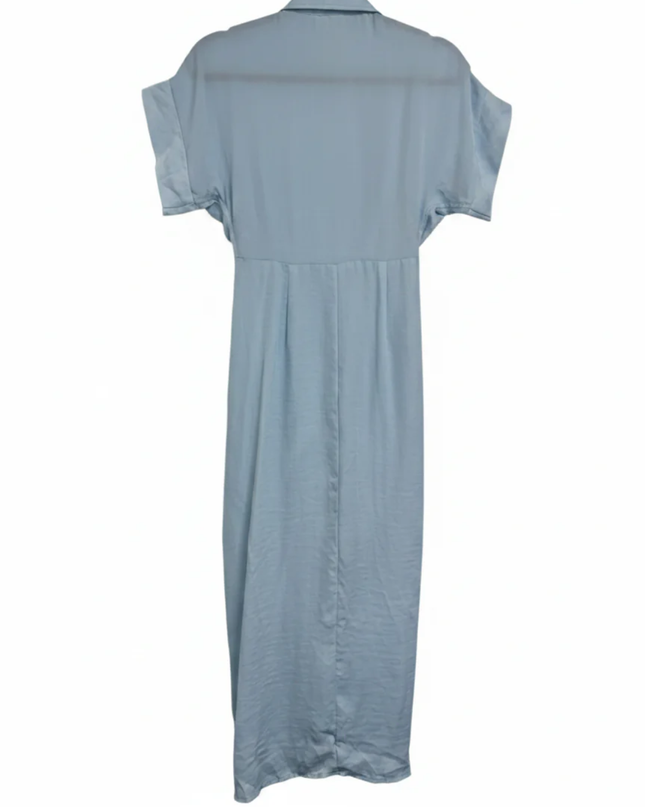 Steve Madden Light Blue Ruched Midi Shirt Dress