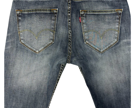Levi's 504 Straight Fit Dark Blue Faded Denim Jeans