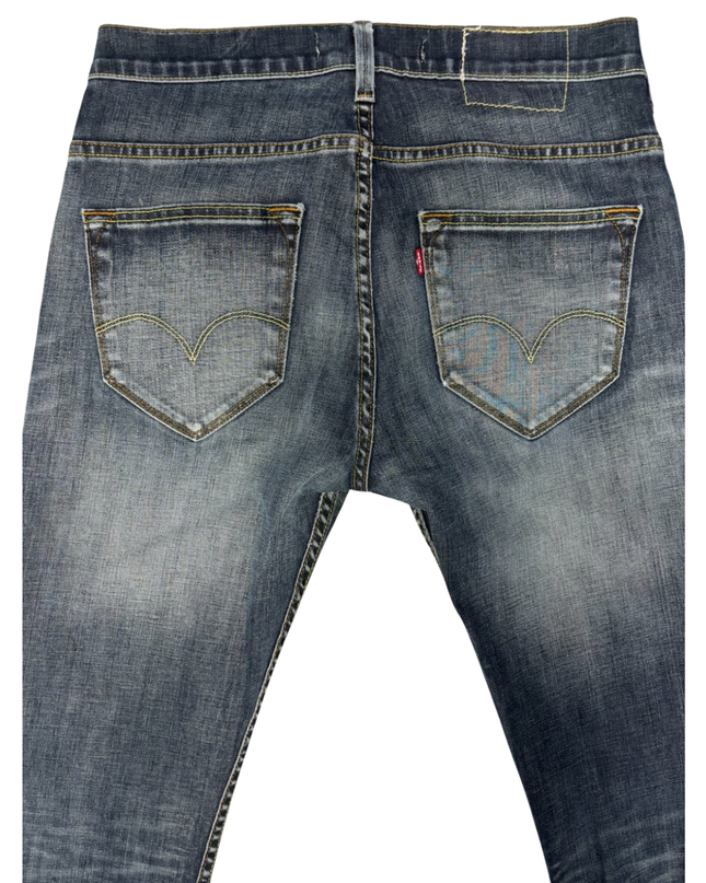 Levi's 504 Straight Fit Dark Blue Faded Denim Jeans