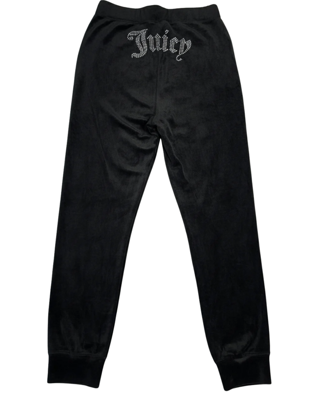 Juicy Couture x Forever 21 Black Velvet Rhinestone Logo Jogger Pants
