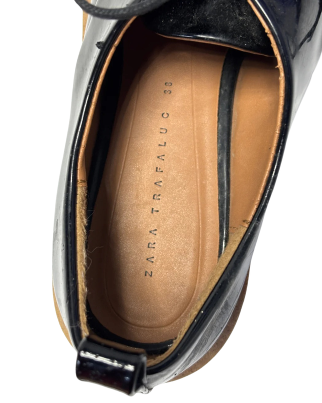 Zara Trafaluc Black Platform Oxford Shoes