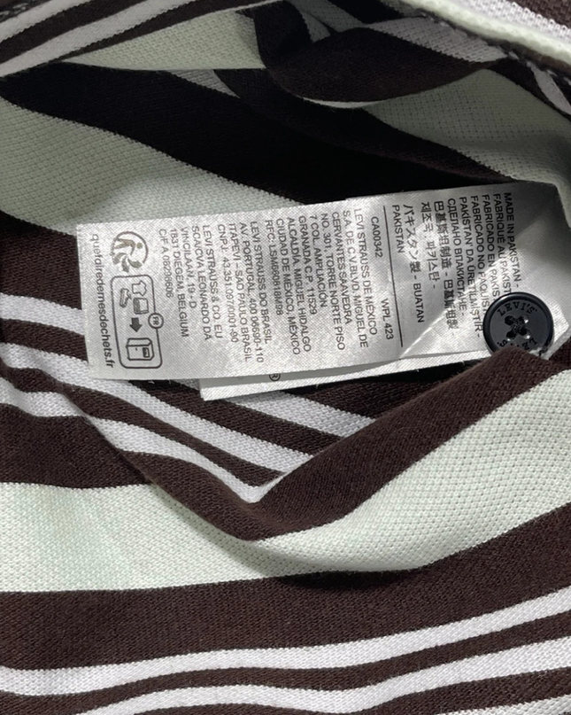 Levi's Brown and Off-White Striped Polo Shirt