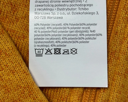 Tchibo Yellow Full-Zip Knit Fleece Hoodie W/Tags