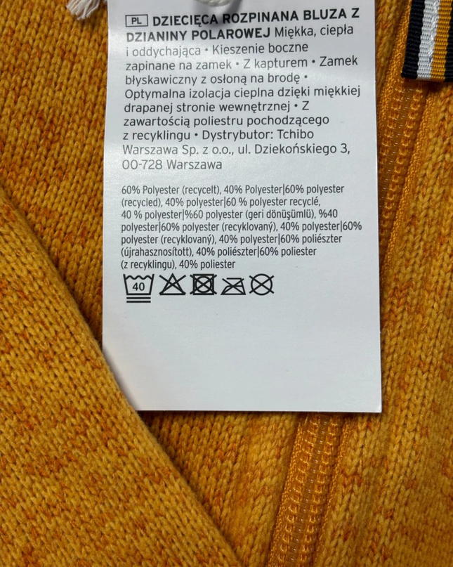 Tchibo Yellow Full-Zip Knit Fleece Hoodie W/Tags