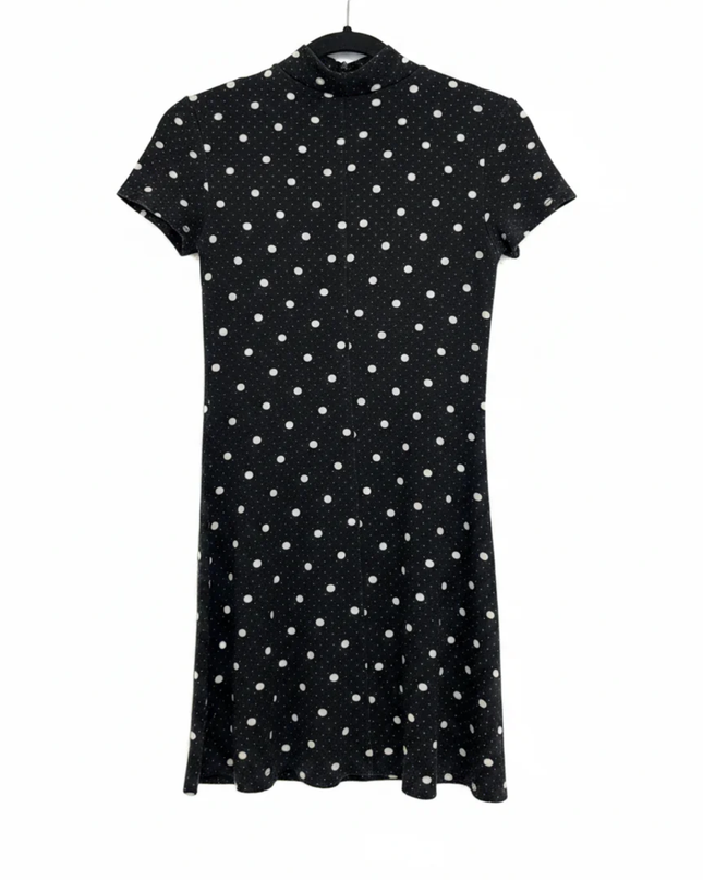 Forever 21 Black Polka Dot Mock Neck Mini Dress