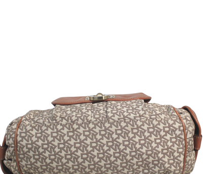 DKNY Brown Monogram Canvas Satchel Bag