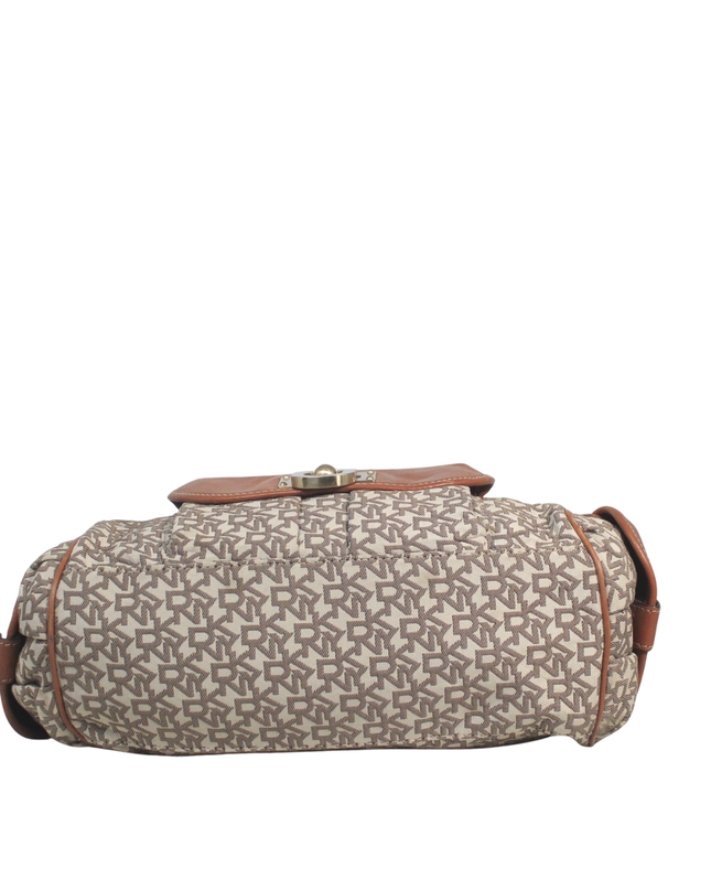 DKNY Brown Monogram Canvas Satchel Bag