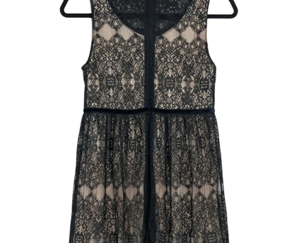 LILY.J Elegant Black Lace Sleeveless Mini Dress with Tulle Hem