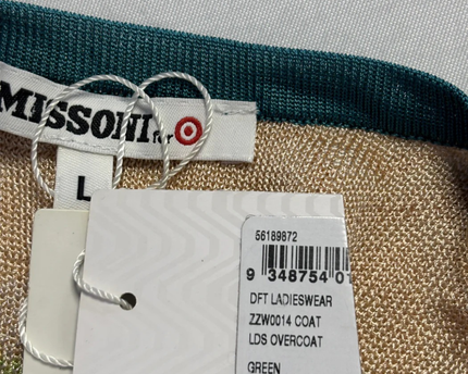 Missoni Green Zigzag Knit Tie-Waist Overcoat W/Tags