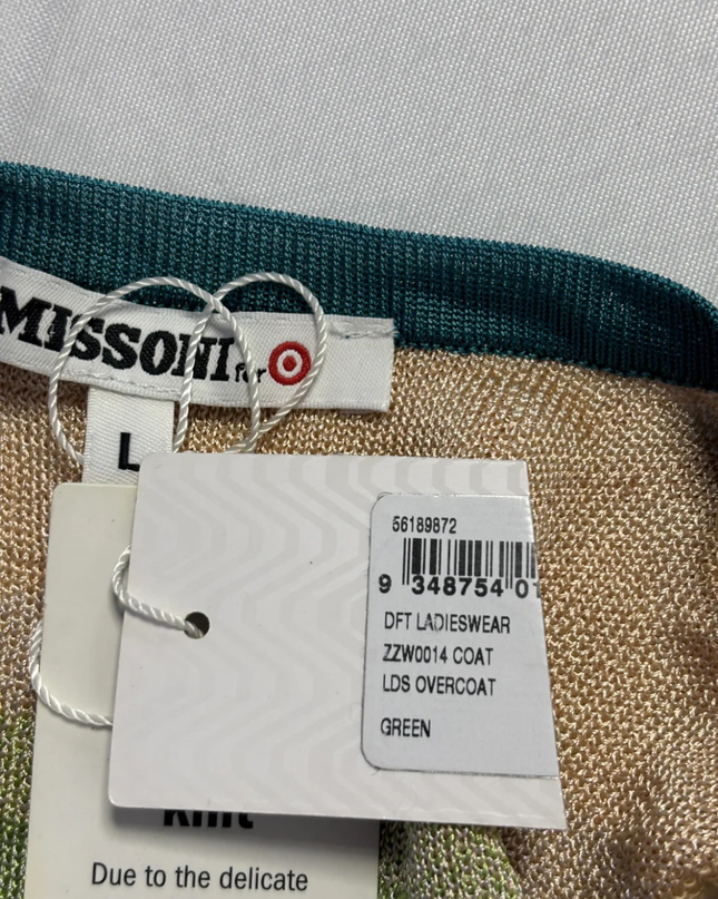 Missoni Green Zigzag Knit Tie-Waist Overcoat W/Tags