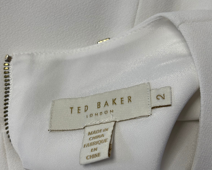 Ted Baker White Cold Shoulder Flutter Sleeve Blouse