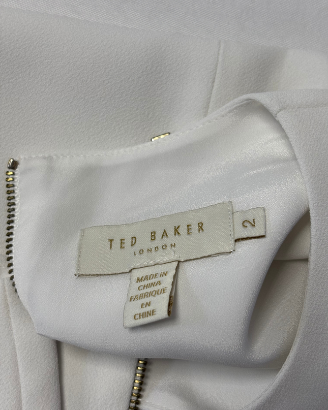 Ted Baker White Cold Shoulder Flutter Sleeve Blouse