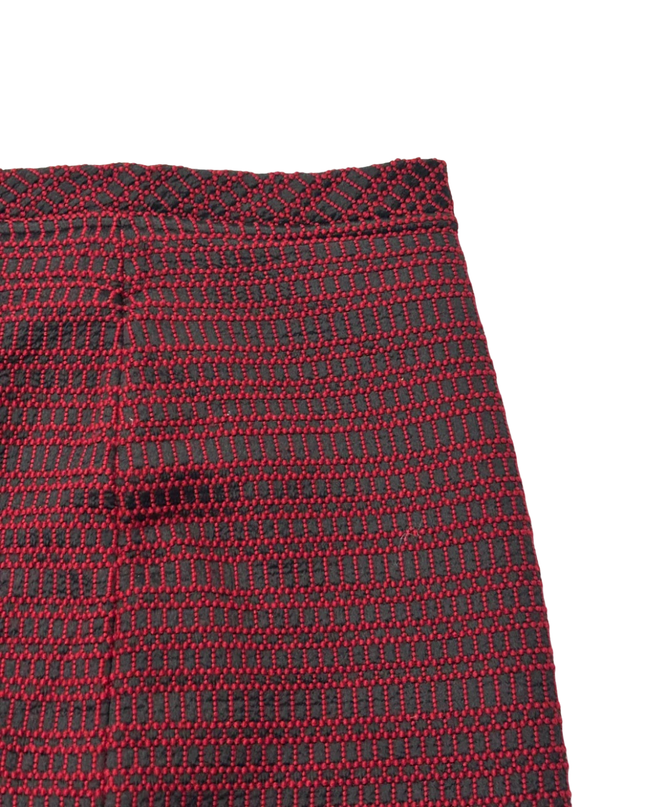 Aquascutum Red/Black Textured Wool-Silk Mini Skirt