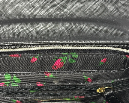 Betsey Johnson Black Saffiano Bow Top Handle Bag