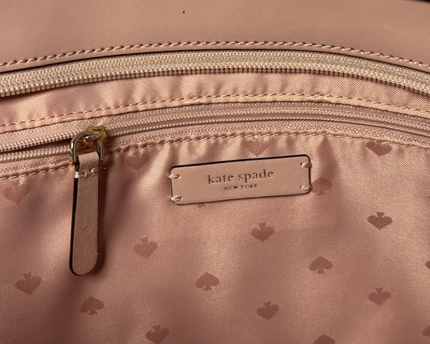 Kate Spade Pink Leather Tote Bag with Floral Charm