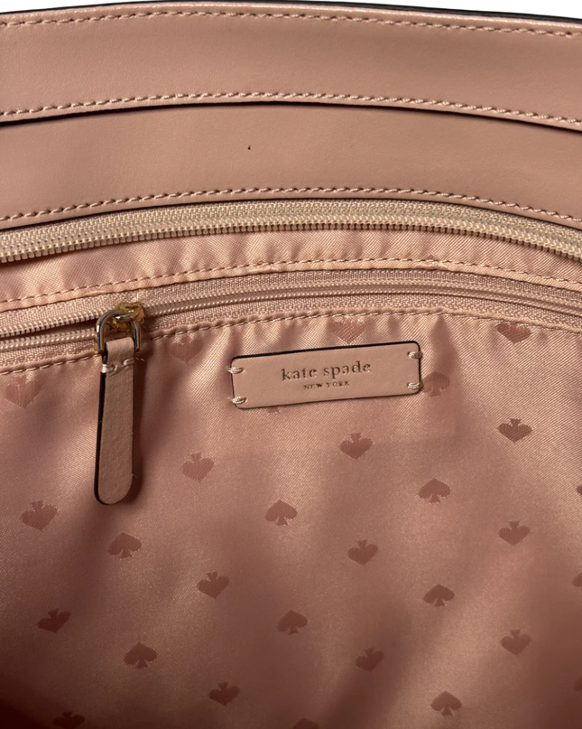 Kate Spade Pink Leather Tote Bag with Floral Charm