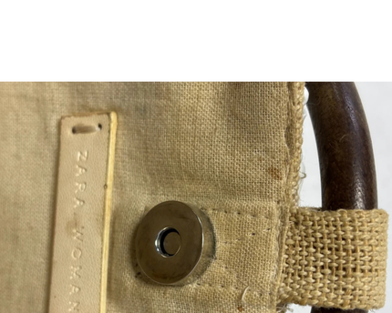Zara White Beaded Clutch Bag with Wooden Handles