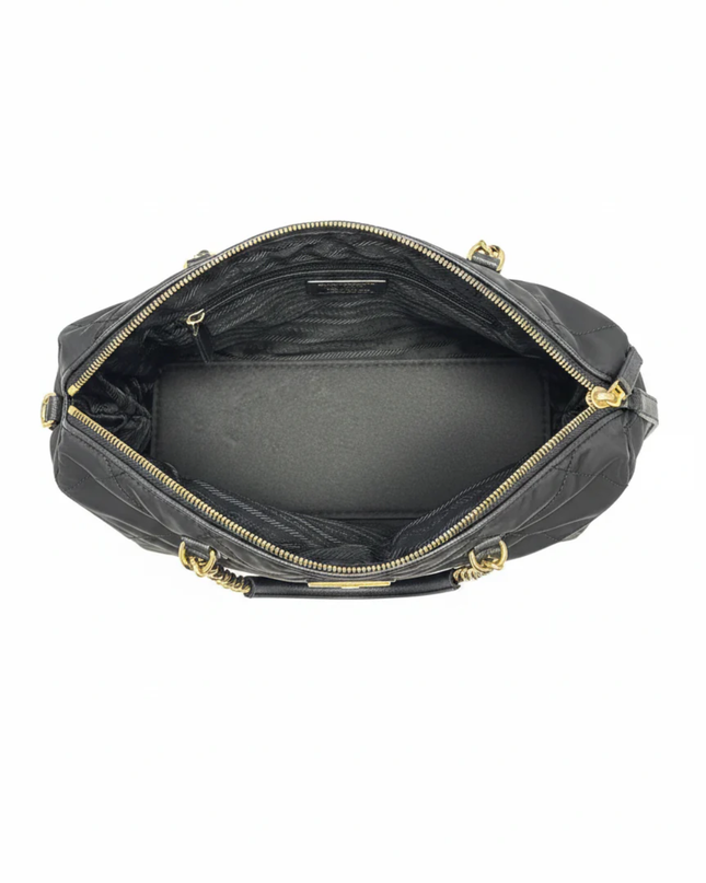 Prada Black Quilted Tessuto Nylon Chain Shoulder Bag