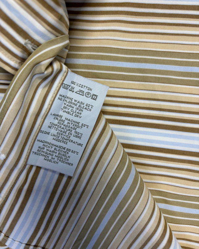 Gant Tan Striped Park 80's Poplin Dress Shirt