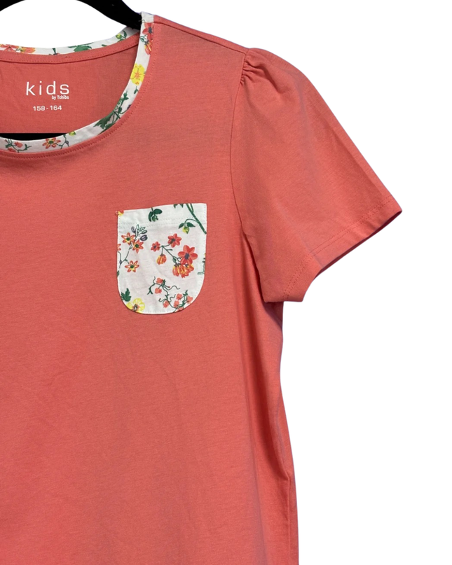 Tchibo Coral T-Shirt with Floral Print Accents