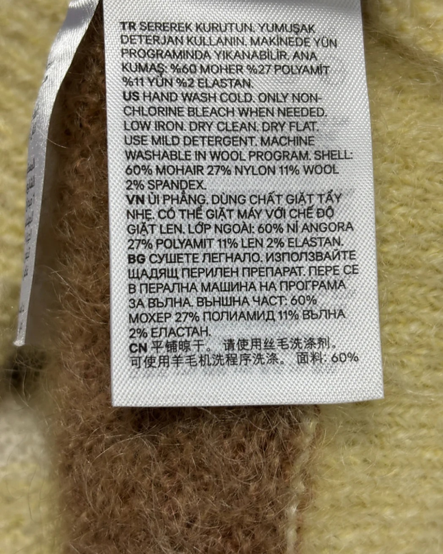 H&M Brown and Yellow Striped Mohair Blend Sweater