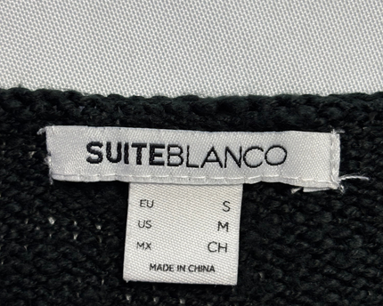 SUITEBLANCO Black Leopard Head Embroidered Knit Sweater