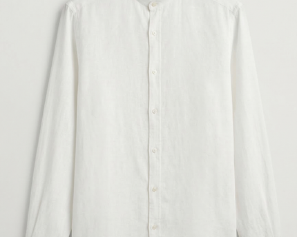 Massimo Dutti White Band Collar Shirt